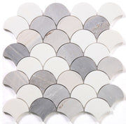 NBO1073 Fish Scale Marble Blue Mosaic Tile
