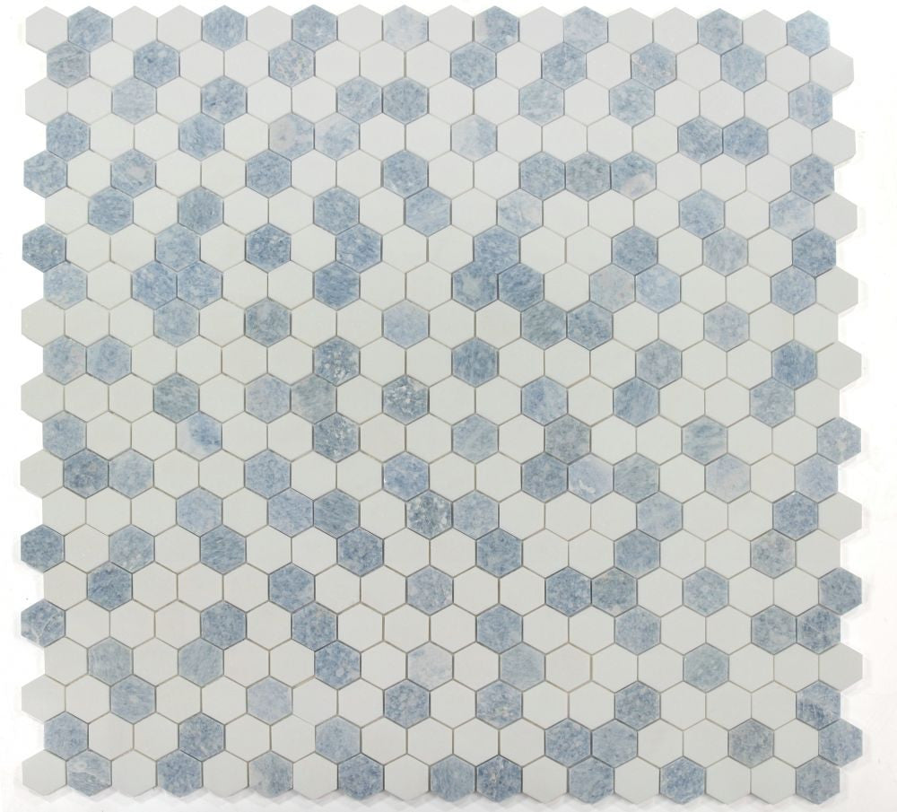 NBO1081 Ocean 2 x 2 Hexagon Marble Mosaic Tile 9 sheets together