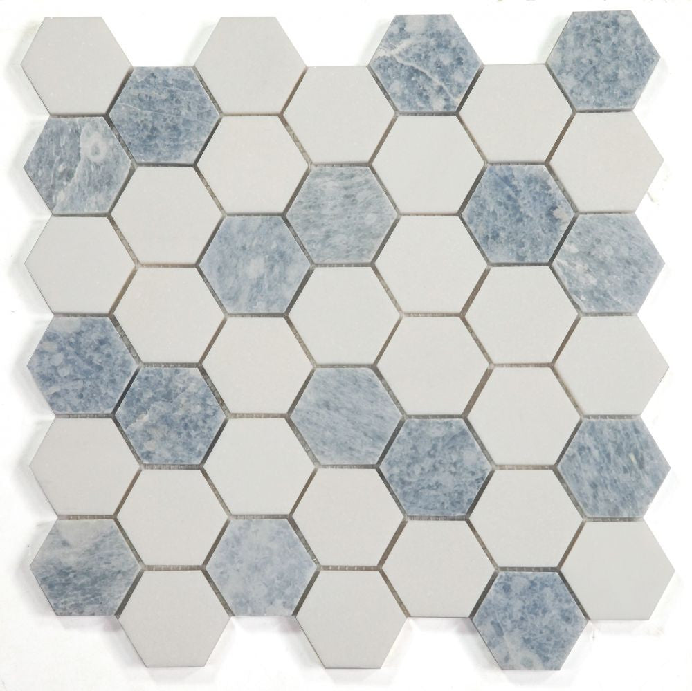 NBO1081 Ocean 2 x 2 Hexagon Marble Mosaic Tile