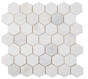 NBO1129 White Polished 2 x 2 Hexagon Marble Mosaic