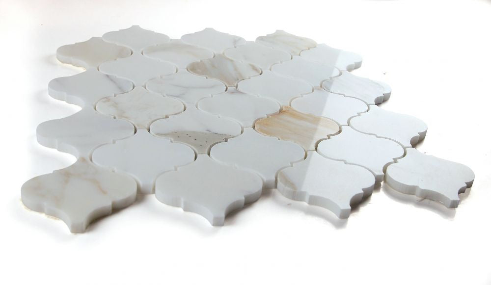 NBO1145 Arabesque Calacatta Gold Mosaic Angle View