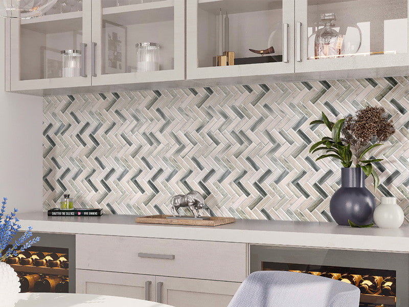 MIR Mosaics Nantucket Madaket Herringbone NNC-09GR kitchen backsplash