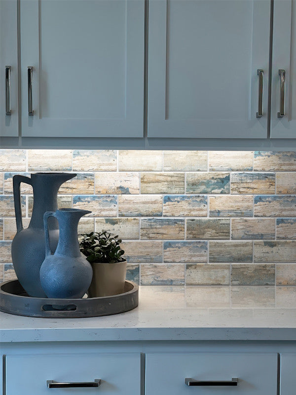 MIR Mosaics Nantucket Surfside Subway Tile NNR-04BL kitchen backsplash install