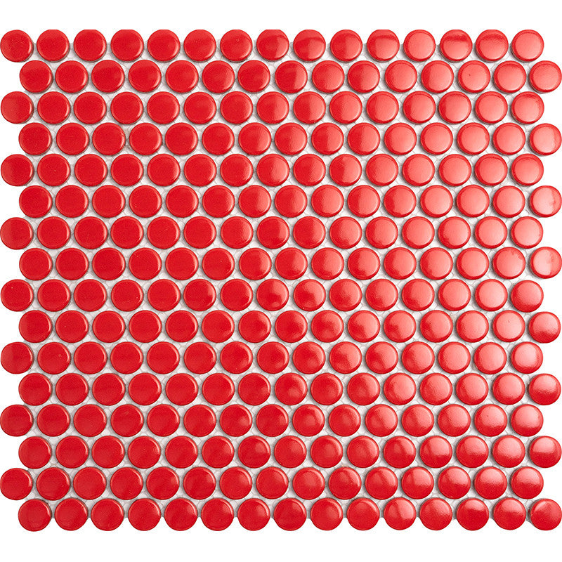 Porcelain Penny Round Mosaic Tile ORB-017RDG Red Star