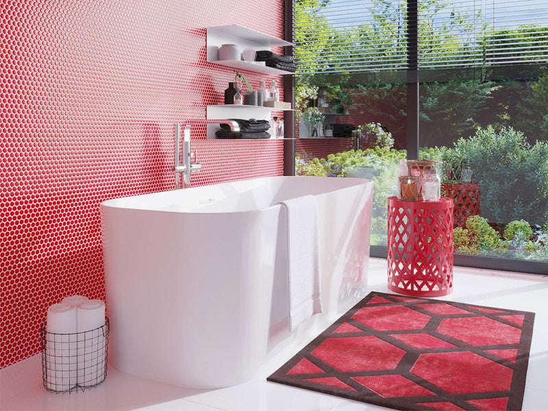 ORB-017RDG red Star penny round bathroom tub wall mosaic tile