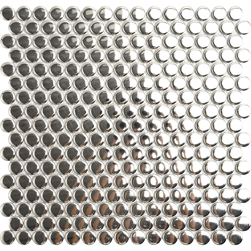 Porcelain Penny Round Mosaic Tile ORB-04BKG Silver Star Polish