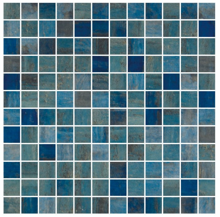 Onix Mosaico 1 x 1 Glass Tile Forest Blue