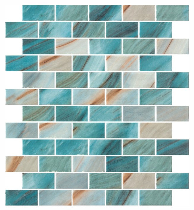 Onix Mosaico 1 x 2 brick Recycled Glass Tile Mosaic Amalfi HP12BA/5956