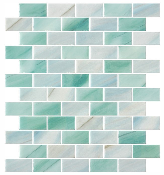 Onix Mosaico 1 x 2 brick Recycled Glass Tile Mosaic Cayo Coco HP12BCC/5959