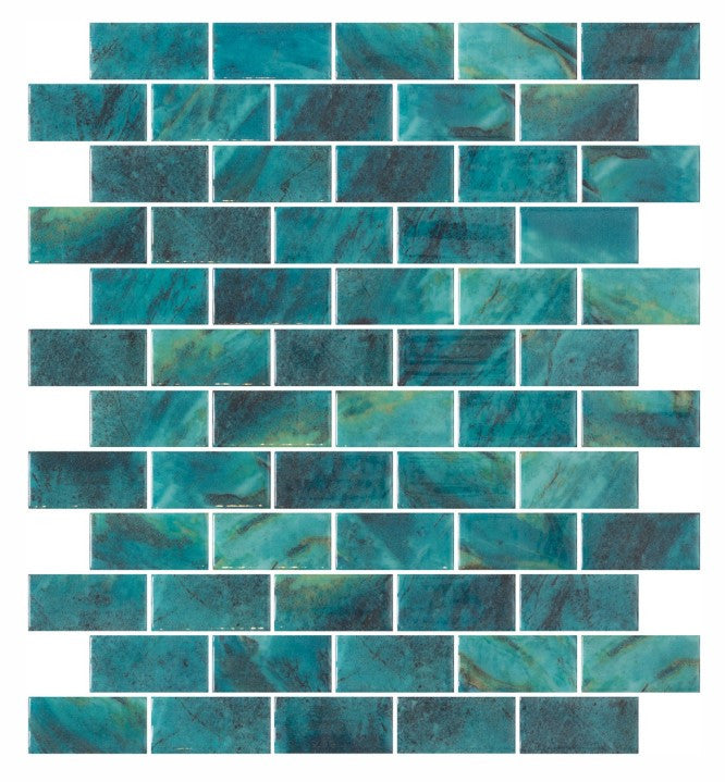 Onix Mosaico 1 x 2 brick Recycled Glass Tile Mosaic Iria HP12BI/5932