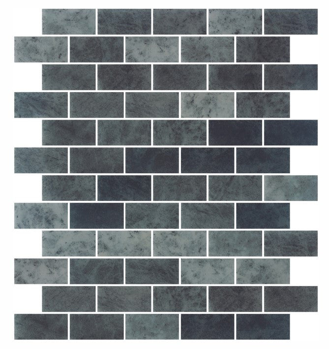 Onix mosaico 1 x 2 Brick Recycled Glass Tile Mosaic Matte Black Rock HP12BMBR/5946
