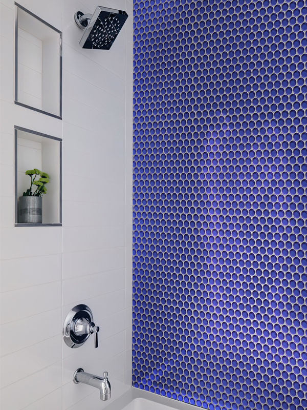Mir Mosaic Tile Cobalt Blue penny round mosaic PN-012 shower wall tile