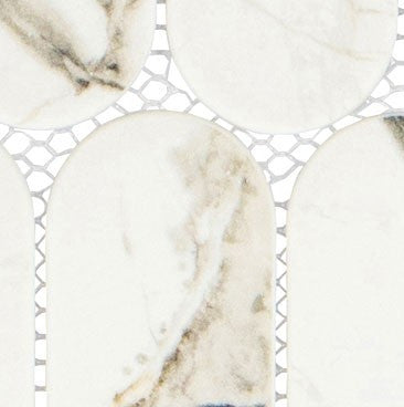 Paneria Collection PAN-9111 Tiramisu Tile Elongated Oval Recycled Glass Mosaic Close Up