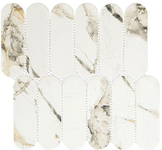 Paneria Collection PAN-9111 Tiramisu Tile Elongated Oval Recycled Glass Mosaic