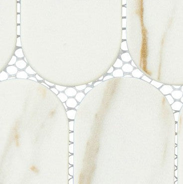 Paneria Collection PAN-9113 Biscotti Elongated Oval Mosaic Tile Close Up