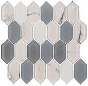 Pascal Adobe Collection Elongated hexagon glass mosaic PAB7103 Carabella Grey