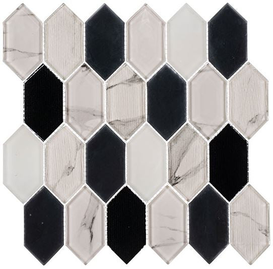 Pascal Adobe Collection Elongated hexagon glass mosaic PAB71014 Nicolette