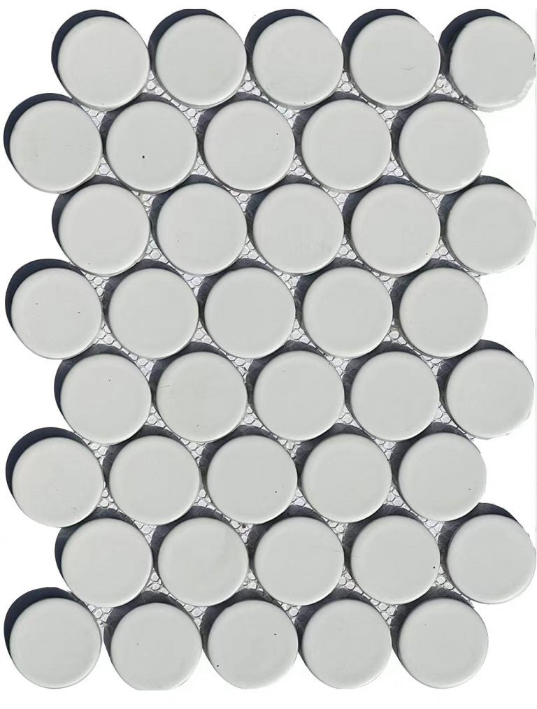Soci Tile 2" Penny Round SSE-865 White Matte Mosaic