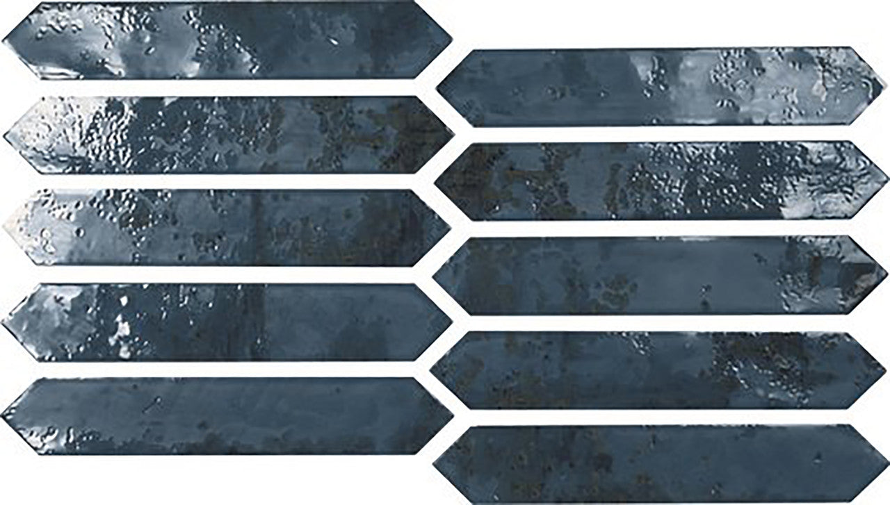 Soci Tile Ironworks Series Picket Blue Glossy SSN-1589 SAMPLE