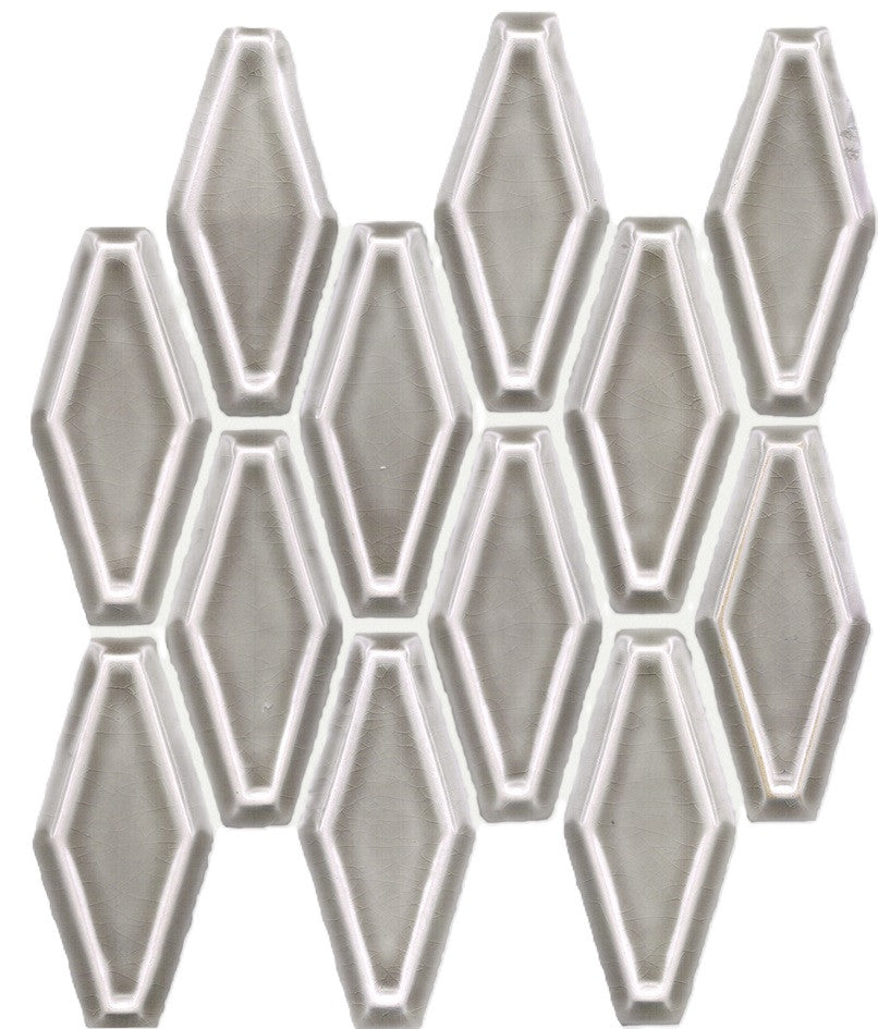 Chateau Series Fillory Pattern SSE-859 Crackle Dove Gray Glossy Ceramic Tile Mosaic