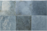 Splash Blue SPL-BLU-GL bold blue glossy 6x6 zellige-look porcelain tile showing color variation
