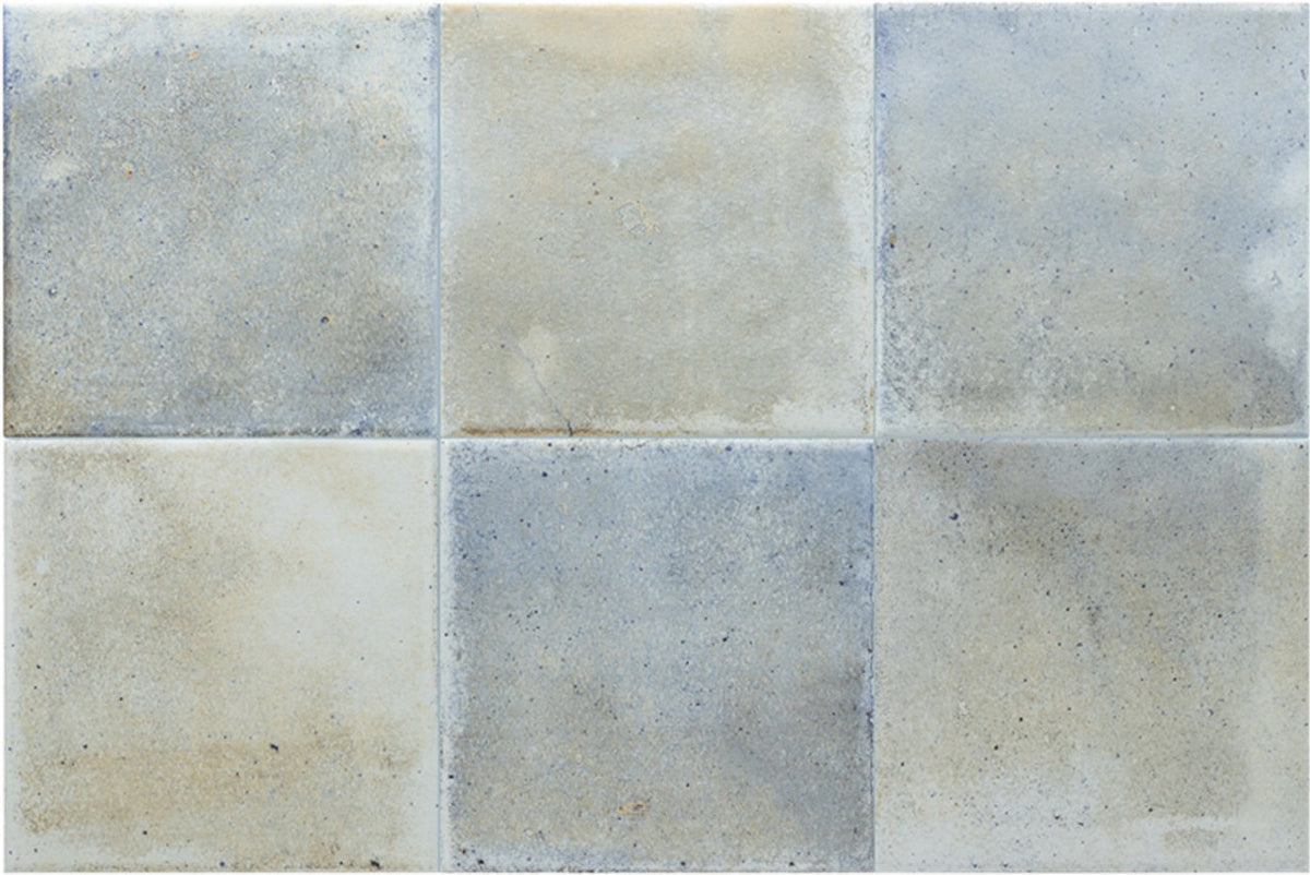 Splash Sea SPL-SEA-MAT blue matte 6x6 zellige-look porcelain tile showing color variation