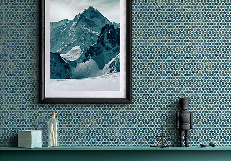 Tahiti Isles Penny Round Recycled Glass Mosaic TI 5422 Aorai Bay wall tile mosaic