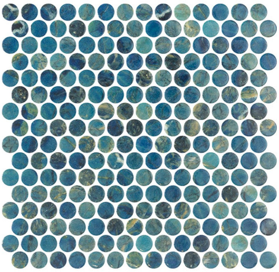 Tahiti Isles Penny Round Recycled Glass Mosaic TI 5422 Aorai Bay