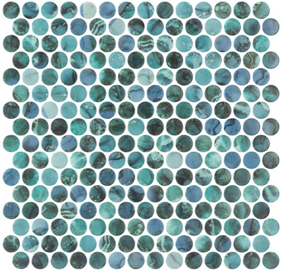 Tahiti Isles Penny Round Recycled Glass Mosaic TI 5423 Morea Lagoon