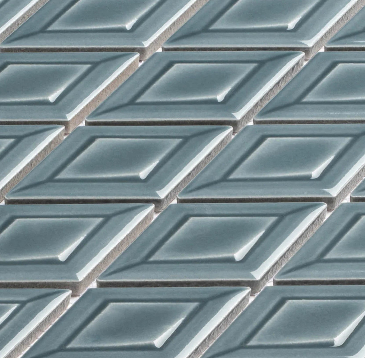 Tetragon Series 3D Diamond Shape Porcelain Mosaic TET-6333 Kelpa Side View