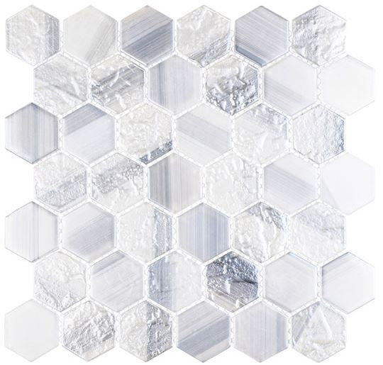 Uptown Beach 2 inch hexagon glass mosaic tile UPB-2101 Parasol