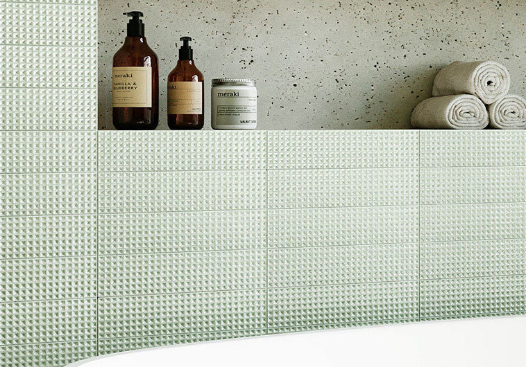 Wafer Series WFR-1283 Teya, Green tone bathroom wall tile installation