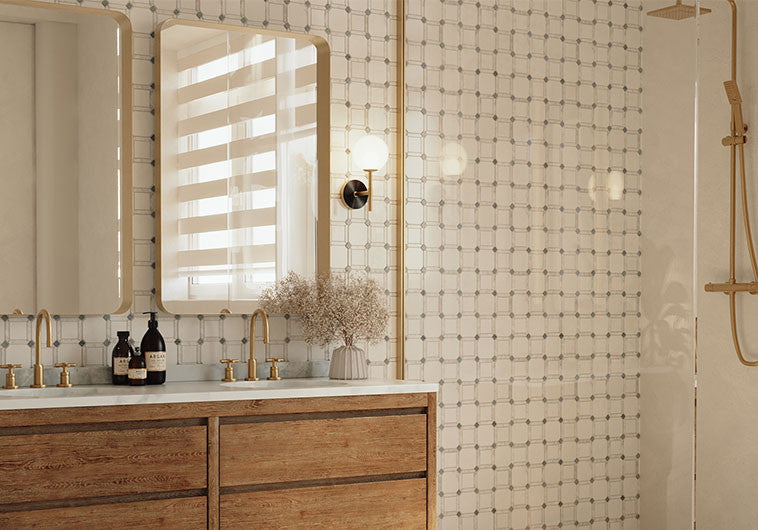 Xakea Series XKA-1041 Gambit Marble Mosaic Tile shower wall tile install