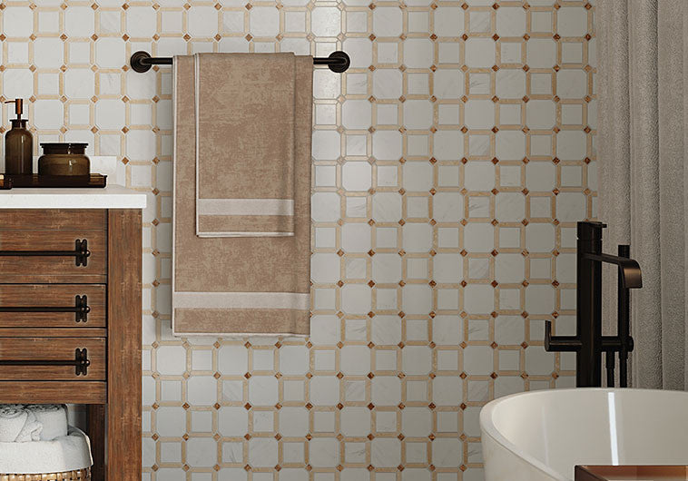 Xakea Series XKA-1042 Benoni Marble Mosaic Tile Shower Wall install