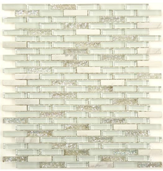 Bella Glass Tiles Bella Glass Tiles Jewel Series J-603 White Diamond