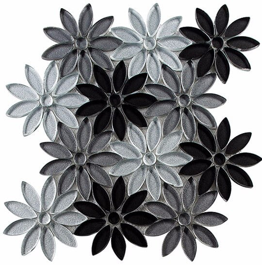 Bella Glass Tiles Bouquette Series Floral Greys BQT-671