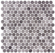 Bella Glass Tiles Carolina Dots Penny Round Mosaic Herrera Grafite CAR2015