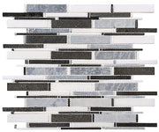 Bella Glass Tiles Cascade Series MugworthThassos WhiteBasalt mix CS93