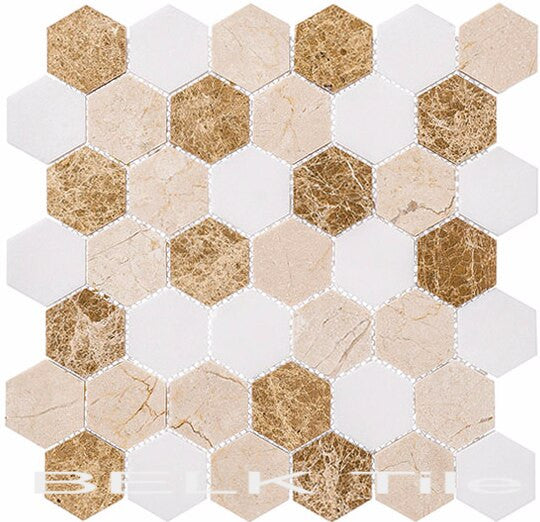 Bella Glass Tiles Colonial 2 Inch Hex Providence Pier