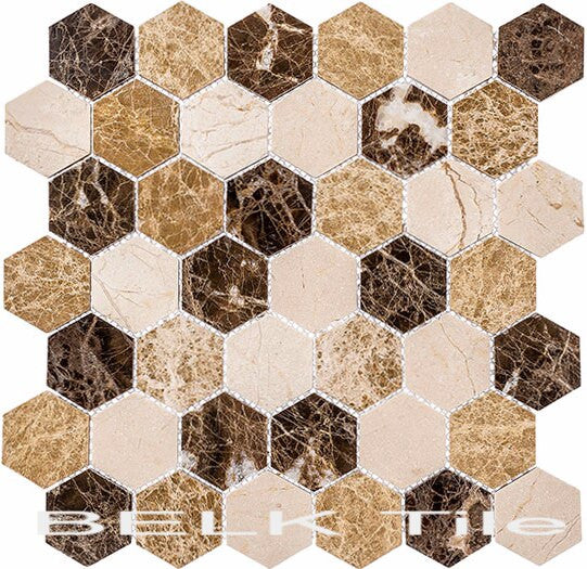 Bella Glass Tiles Colonial 2 Inch Hex Rock Haven