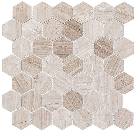Bella Glass Tiles Colonial 2 Inch Hex Virginia Dunes CLNL278