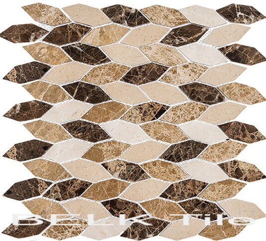 Bella Glass Tiles Colonial Series Long Hex Rock Haven CLNL-283