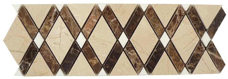 Bella Glass Tiles Diamond Series Marble Tile Listello Crema Marfil Emperador Dark Thassos White DS-560L