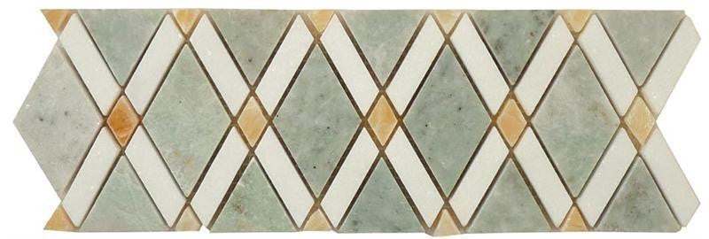 Bella Glass Tiles Diamond Series Marble Tile Listello Ming Green Thassos White Honey Onyx DS-580L
