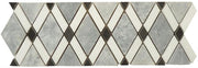 Bella Glass Tiles Diamond Series Marble Tile Listello Mugworth Thassos White Basalt DS-570L