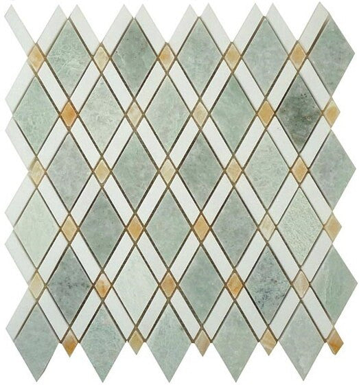 Bella Glass Tiles Diamond Series Ming Green or Thassos White or Honey Onyx DS-58