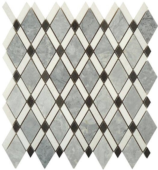 Bella Glass Tiles Diamond Series Mugworth or Thassos White or Basalt DS-57