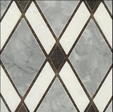 Bella Glass Tiles Diamond Series Mugworth or Thassos White or Basalt DS-57 Close Up
