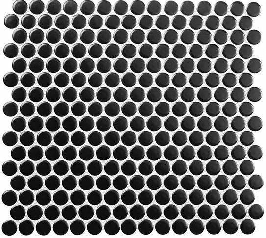 Bella Glass Tiles Freedom Avenue Penny Round Pitch Raven FDM1806