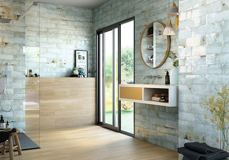 Bella Glass Tiles Iberian Series Isabella Bay 4 x 16 bathroom shower wall tile